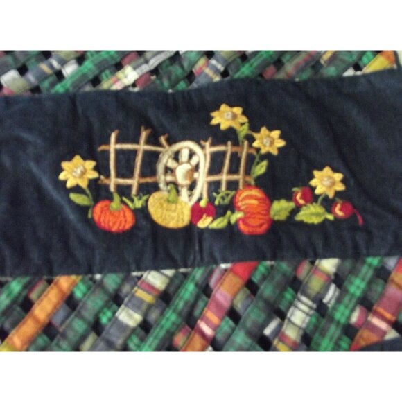 Casey & Max Vest Womens Medium Blue Pumpkin Autumn Fall Lattice Strip Embroidery - Picture 7 of 11